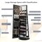 Freestanding Jewelry Armoire with Mirror Lockable LED Lights Swivel Base